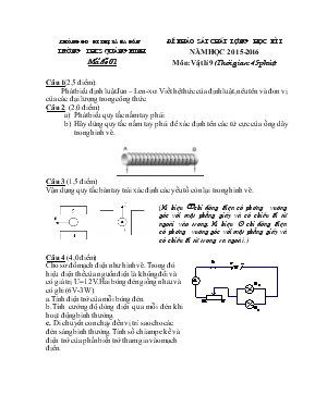 Đề khảo sát chất lượng học kì I năm học 2015-2016 môn Vật lý 9 (thời gian 45 phút)